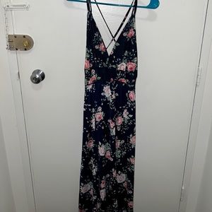 Rebdolls sleeveless maxi dress (navy with floral pattern) 1X brand new